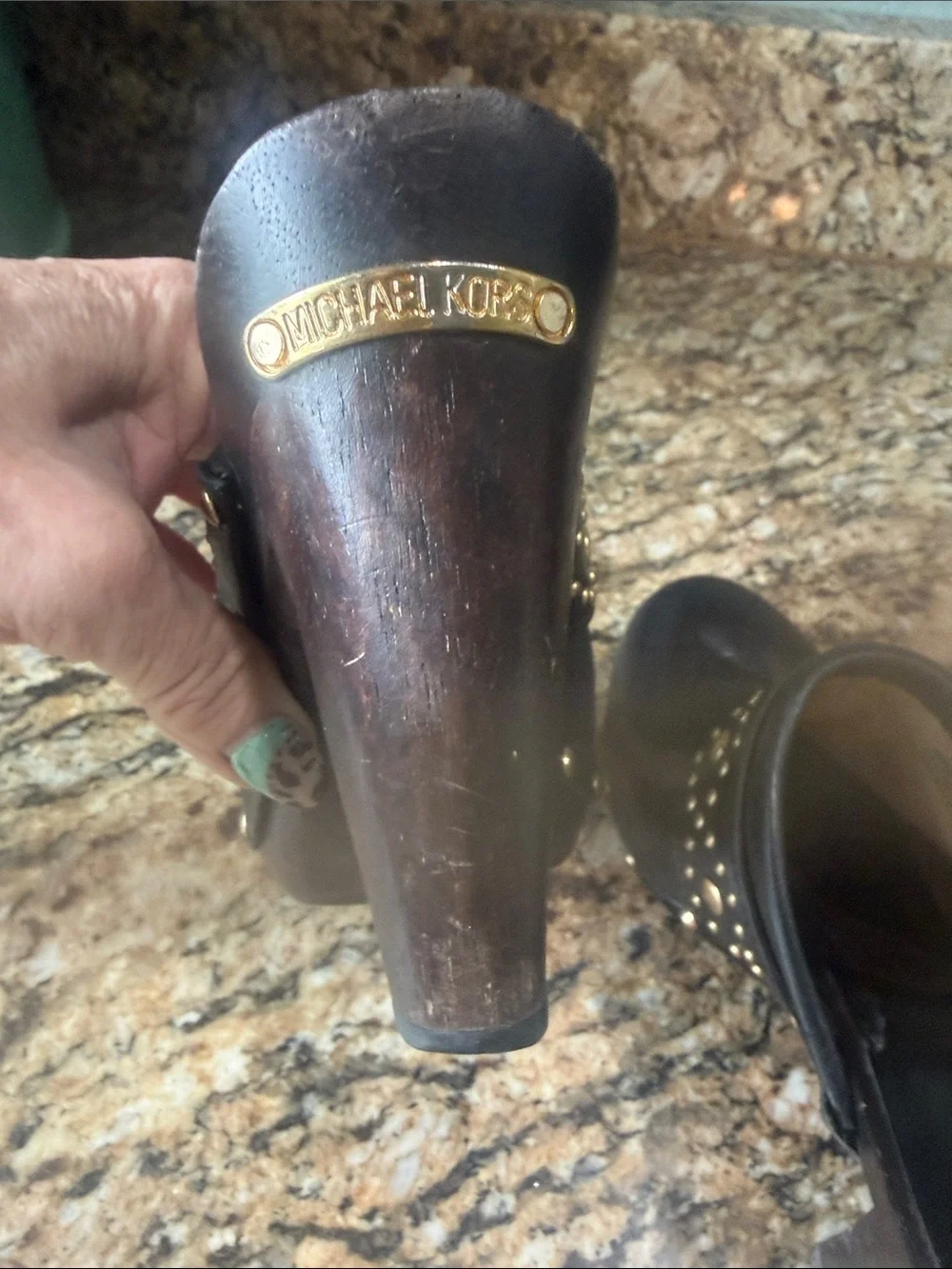 Black Studded Leather Mule Heels - Women's by Michael Kors
